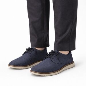 Size 11.5 Toms Men’s Navi Oxford Boat Shoes Blue Casual Lace Up Canvas